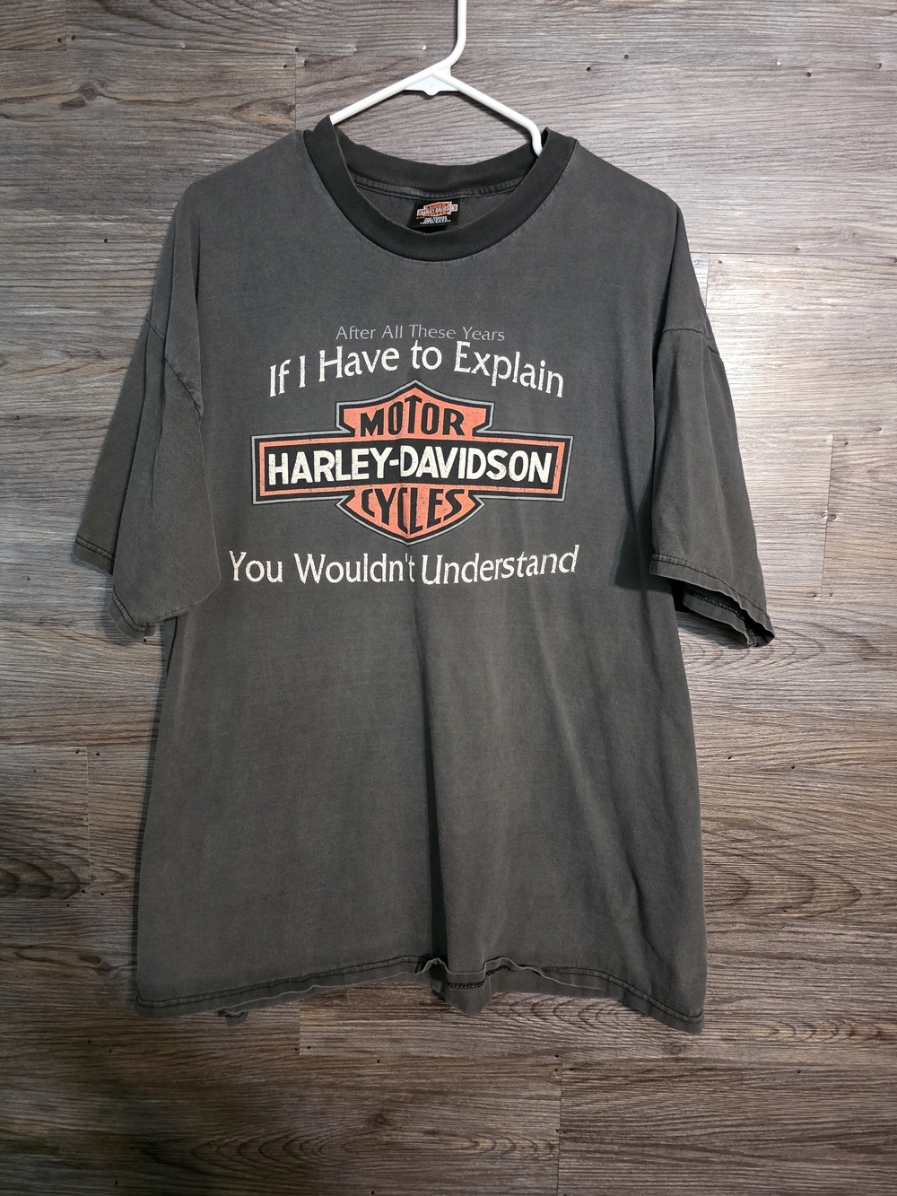 Harley-Davidson Charcoal Gray Short Sleeve Tee with Orange Logo
